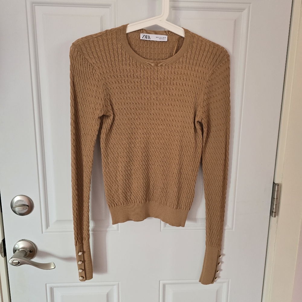Beige Zara Cable Sweater